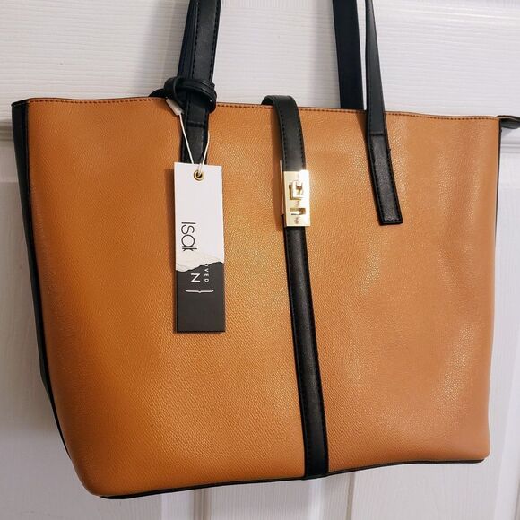 Isabelle Vegan Handbags - Isabelle Vegan NWT - Handbag Satchel Purse w/ Clutch  - Tan & Black